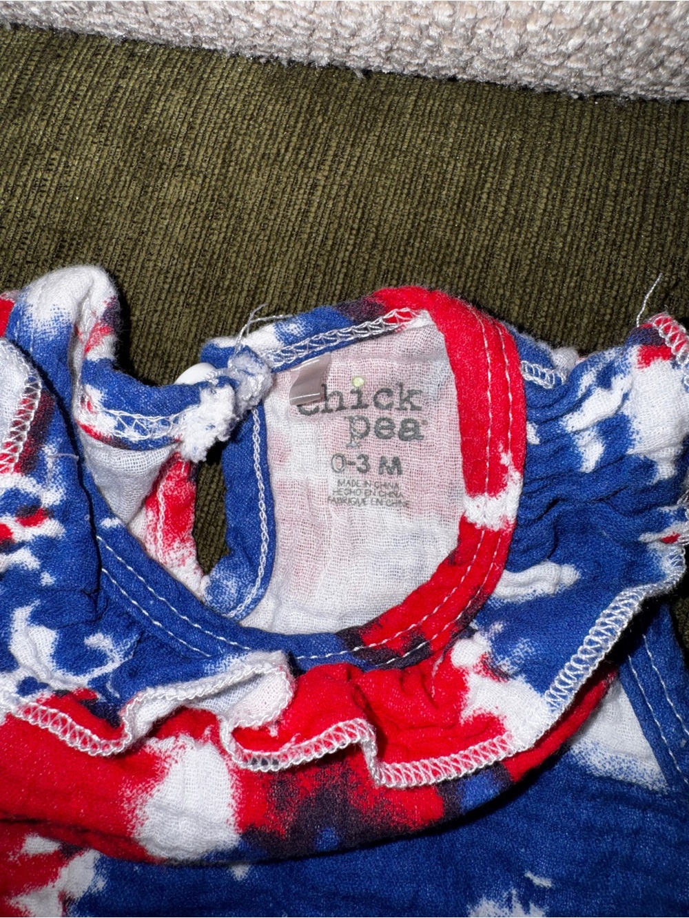 chick pea Red, Blue & White Tie-Dye Baby Romper - Picture 2 of 3